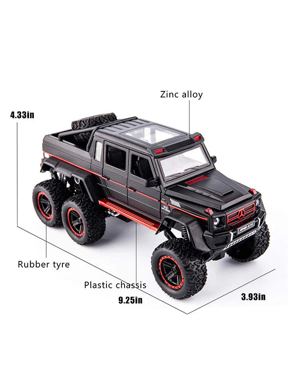 Mercedes Benz G63 6x6 1:22 Diecast Metal Toy Car (Muticolour :- Red, Black, White) [Size : 21Cm*9Cm*10Cm]