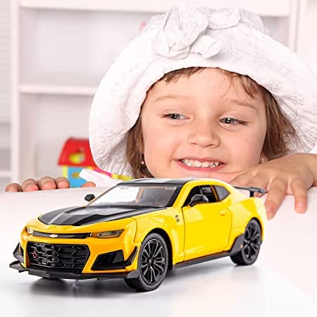 Chevy Camro 1:32 Diecast Metal Toy Car For Kid Sound And Light (Multicolour :- Yellow,Blue,Black)