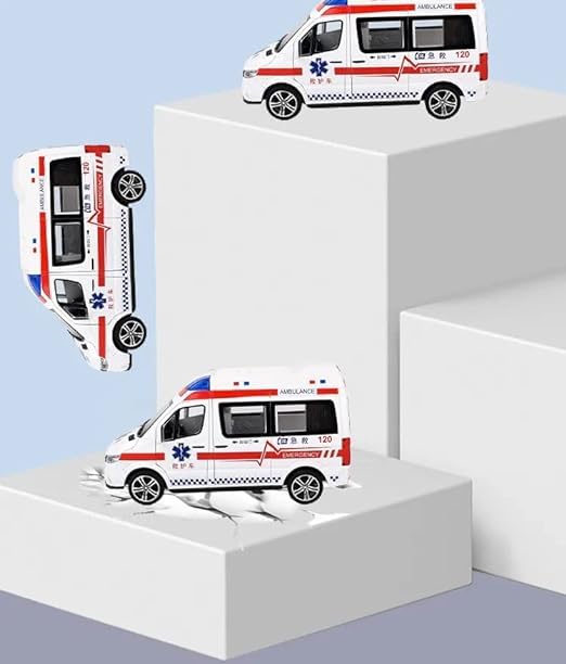 Mercedes Benz  Ambulance Van 1:24 Diecast Metal Toy Car for Kids Friction Powered Vehicle with Lights & Sound Kids Emergency Van City Service Push n Go Vehicles (Ambulance)