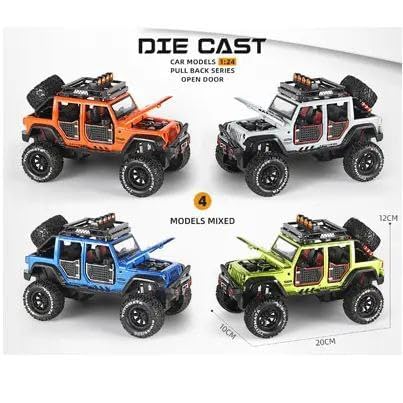 Wrangler Jeep 1:24 Die-cast Metal Toy Car Scale Model with Sound Light Mini Auto Toy for Kids Metal Model Toy Car with Sound and Light (Multicolour)