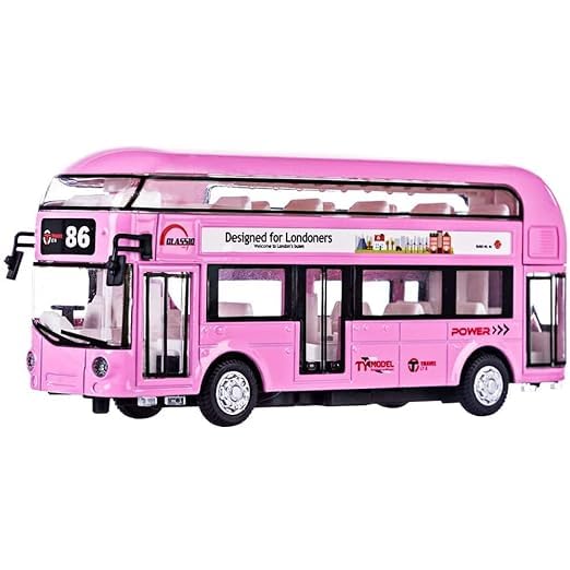 Diecast Metal London Long Bus Double Decker Bus Light & Music Open Door Collection Bus Toys for Boy Kids (Multicolor)