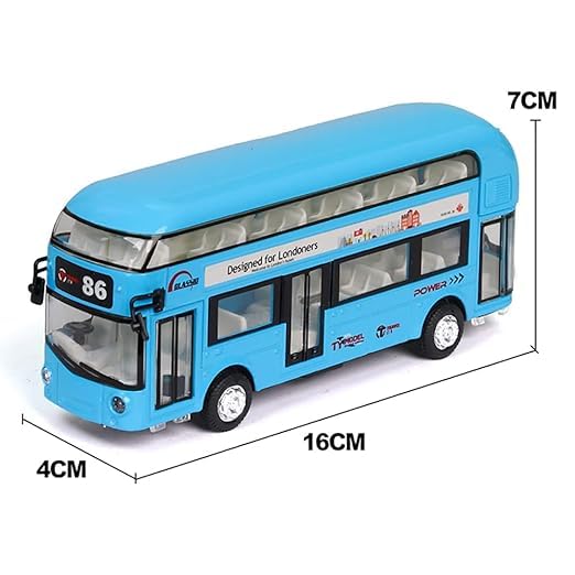 Diecast Metal London Long Bus Double Decker Bus Light & Music Open Door Collection Bus Toys for Boy Kids (Multicolor)