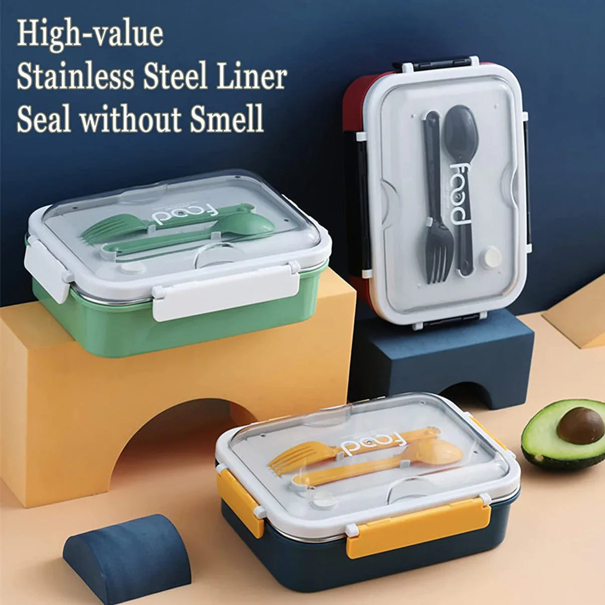 Lunch Box for Kids/Men/Women, Containers with 3 Compartments Office Lunch Box Freezer/Dishwasher Safe.