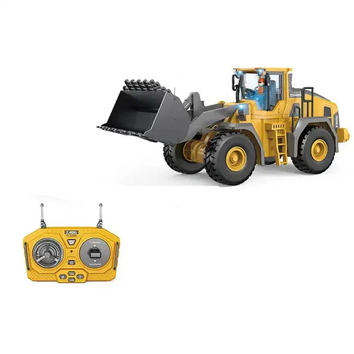 RC BULLDOZER TOY 1/24 SCALES 9 CHANNEL HIGH SIMULATION CONSTRUCTION VEHICLE TOY WITH LED LIGHT & SOUND 2.4G RC CONSTRUCTION TRUCK TOY USB RECHARGEABLE RC TRUCK TOY FOR KIDS 3+-MULTICOLOR