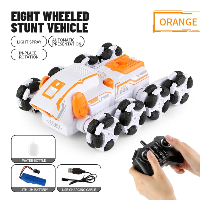 Robot Dog , 8WD Remote-Control-Dog with Spraying Light, 2.4Ghz All Terrain RC Stunt-Dog , 360°Rotating RC Truck Toys for Kids 8 9 10 11 12 Year Boys Girls Christmas Birthday Gift