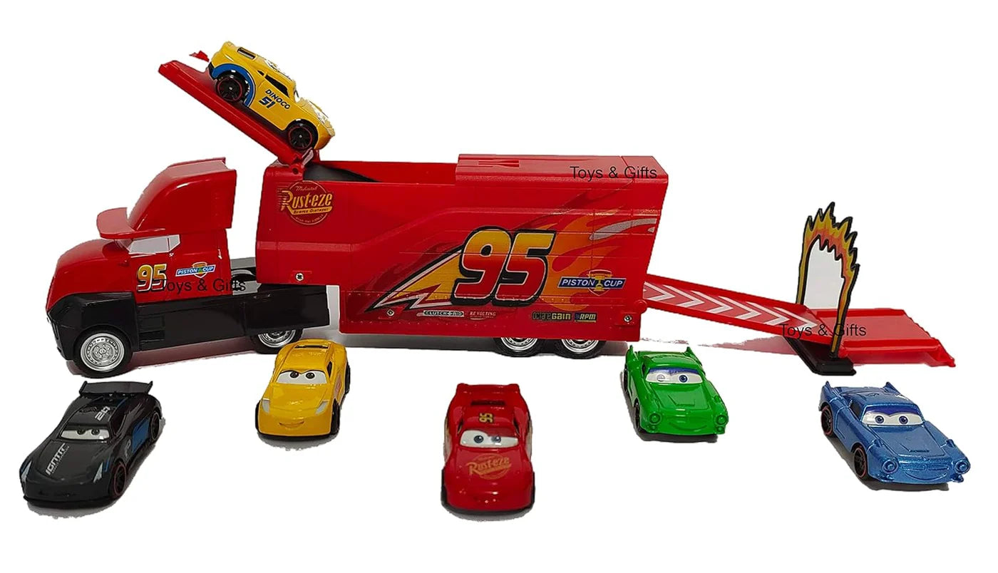 SET OF 7 PIXAR CARS 3 LIGHTNING MCQUEEN JACKSON STORM MACK UNCLE TRUCK 1:55 ALLOY TOY TRUCK CARS BEST TOY GIFT FOR KIDS- PACK OF 7, MULTICOLOR