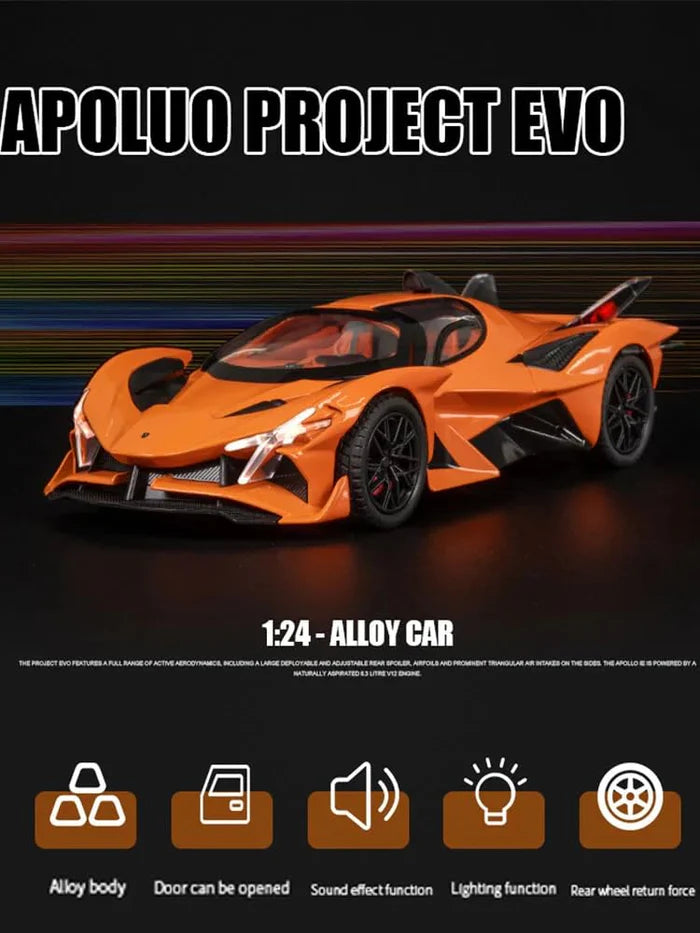 APOLLO SPORT CAR EXCLUSIVE 1:24 DIECAST METAL TOY CAR (MULTICOLOUR:- ORANGE, STARLIGHT, RED, BLACK)