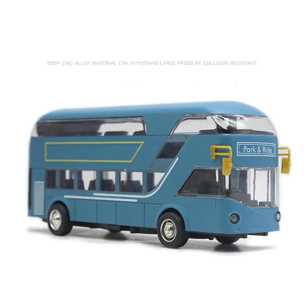 DOUBLE DECKER BUS 1:48 SCALE CLASSIC MODEL TOY FOR KIDS PULL BACK ALLOY DOUBLE-DECKER BUS SERIES TOY WITH LIGHT AND MUSIC