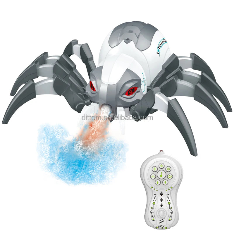 Remote Control Spider Realistic Robot Spider with Spray Light Sound RC Robot Toy