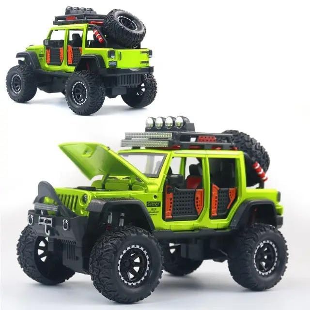 Wrangler Jeep 1:24 Die-cast Metal Toy Car Scale Model with Sound Light Mini Auto Toy for Kids Metal Model Toy Car with Sound and Light (Multicolour)