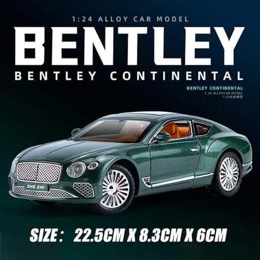 Bentley Continental GT 1:24 Diecast Toy Car Collectible Pull Back Toy Vehicles with Sound and Light Door Can Be Opened for Girls Boys Gift [SIZE:-22CM*9CM*7CM]【 MULTICOLOR 】