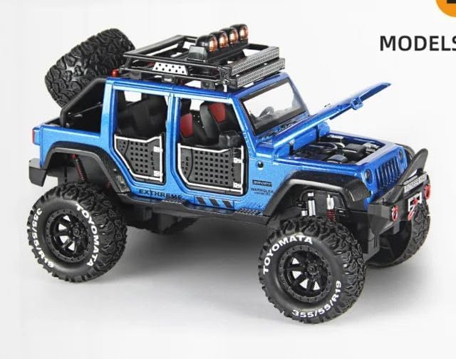 Wrangler Jeep 1:24 Die-cast Metal Toy Car Scale Model with Sound Light Mini Auto Toy for Kids Metal Model Toy Car with Sound and Light (Multicolour)