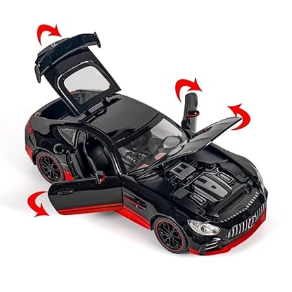 Mercedes Benz AMG GTR 1:32 Diecast Metal Toy Car (Multicolour :- black-yellow, black-red, green) [Size : 15Cm*6.4Cm*5Cm]