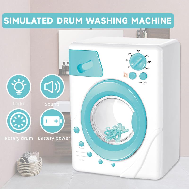 Real Life Lights Sounds Washing Machine Toys Play set Children Pretend Play Housekeeping Cleaning Set Toy For Kids | Electric Household Water Drum MACHINE