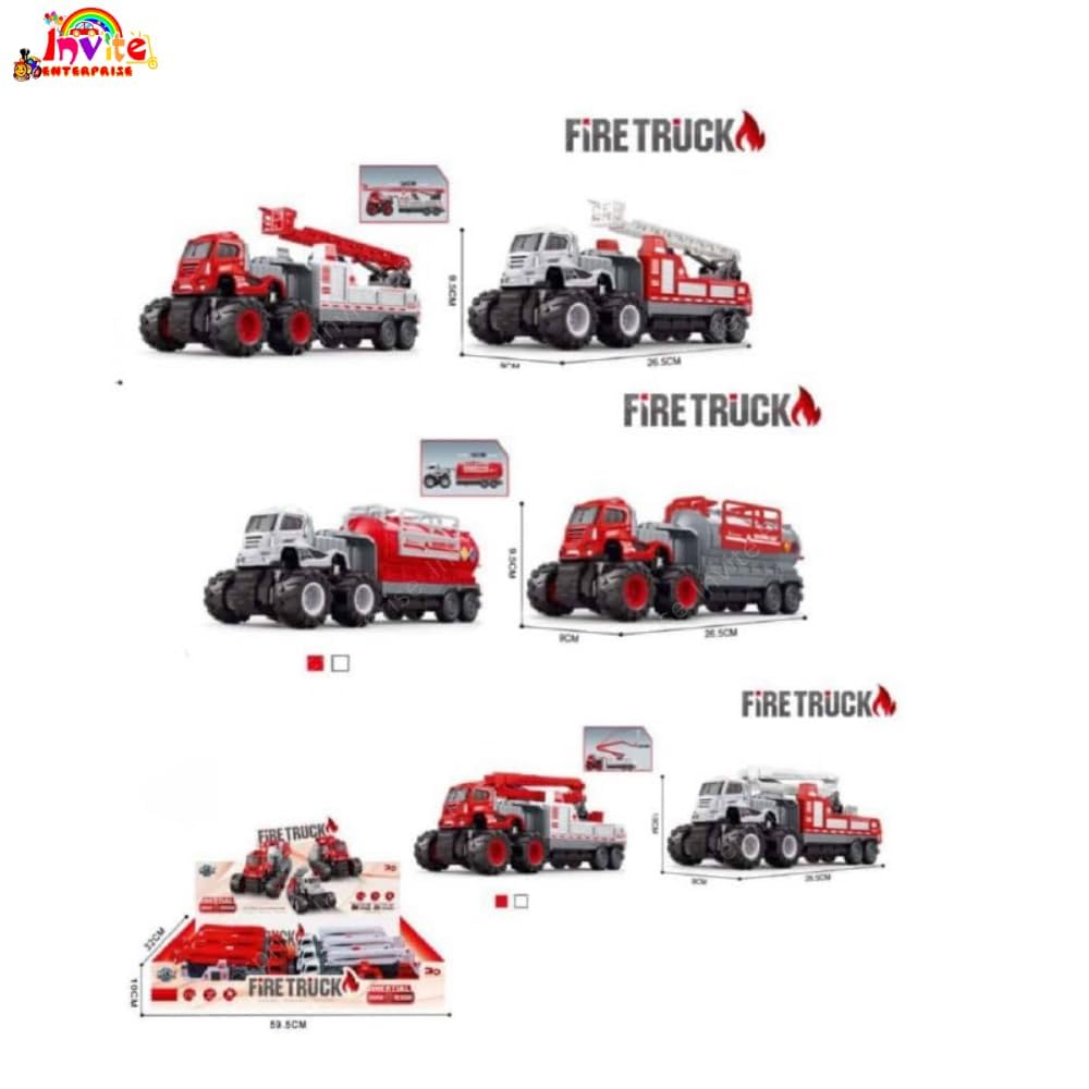 1:43 4WD Metal Toys Alloy Diecast Truck Set , Diecast Miniature Car Model (Pack of 3) (City Service Truck)