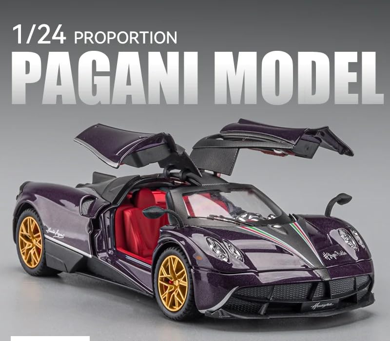 PAGANI HUAYRA 1:24 DIECAST METAL TOY CAR WITH OPENABLE DOOR AND SOUND LIGHT, GIFTS TOYS FOR KIDS【 MULTICOLOR 】[SIZE : 20.5CM* 8.8CM*5CM]