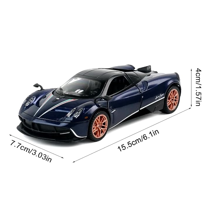 PAGANI HUAYRA 1:32 DIECAST METAL TOY CAR WITH OPENABLE DOOR AND SOUND LIGHT, GIFTS TOYS FOR KIDS【 MULTICOLOR 】[SIZE : 15.6CM* 7.7CM*4CM]