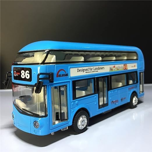 Diecast Metal London Long Bus Double Decker Bus Light & Music Open Door Collection Bus Toys for Boy Kids (Multicolor)