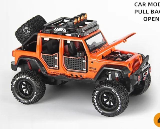 Wrangler Jeep 1:24 Die-cast Metal Toy Car Scale Model with Sound Light Mini Auto Toy for Kids Metal Model Toy Car with Sound and Light (Multicolour)