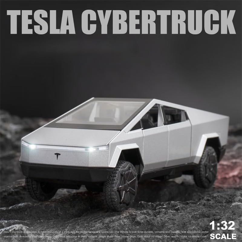 Tesla Cyber Truk 1:32 Diecast Metal Toy Car with Sound and Light  (Multicolor, Pack Of1)