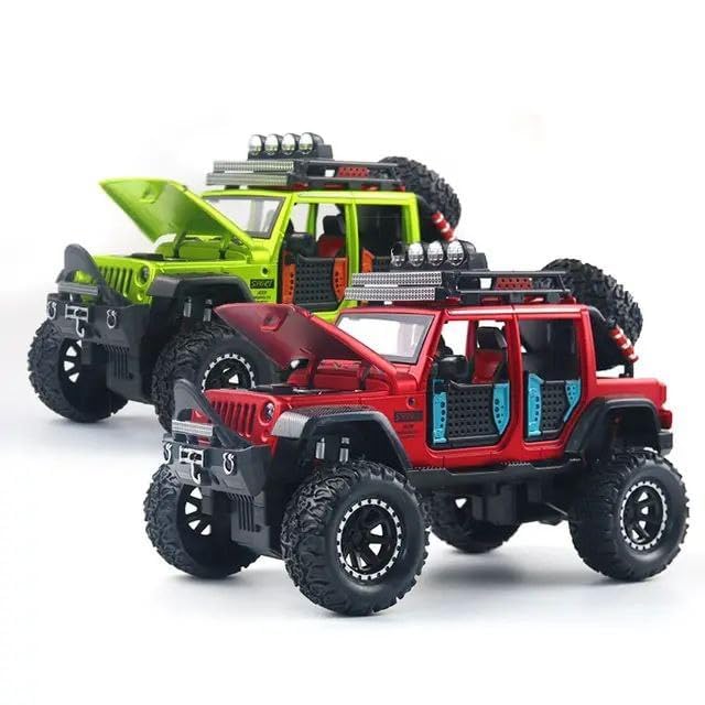 Wrangler Jeep 1:24 Die-cast Metal Toy Car Scale Model with Sound Light Mini Auto Toy for Kids Metal Model Toy Car with Sound and Light (Multicolour)