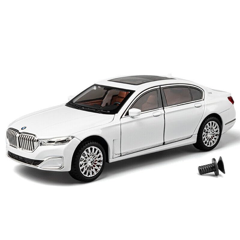 BMW 760Li 1:24 Diecast Metal Toy Car Pull Back with Openable Doors & Light, Music Toy Vehicle for Kids (Multicolour :- Black, White, Gray, Blue) [SIZE:-21 CM*9CM*8.5CM】