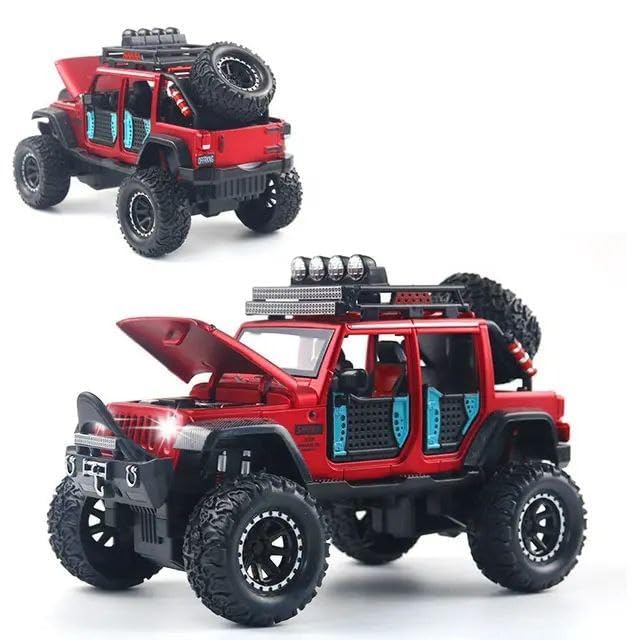 Wrangler Jeep 1:24 Die-cast Metal Toy Car Scale Model with Sound Light Mini Auto Toy for Kids Metal Model Toy Car with Sound and Light (Multicolour)