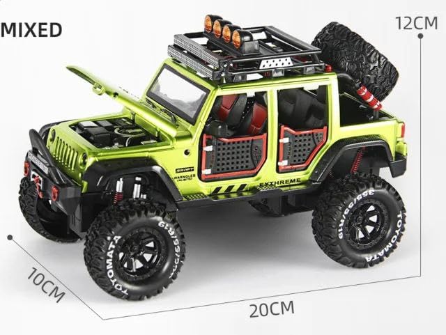 Wrangler Jeep 1:24 Die-cast Metal Toy Car Scale Model with Sound Light Mini Auto Toy for Kids Metal Model Toy Car with Sound and Light (Multicolour)