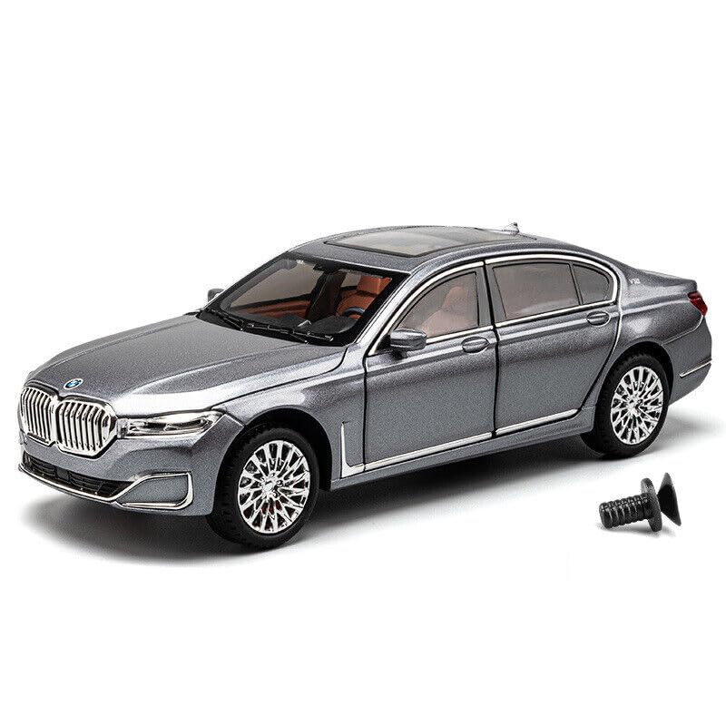 BMW 760Li 1:24 Diecast Metal Toy Car Pull Back with Openable Doors & Light, Music Toy Vehicle for Kids (Multicolour :- Black, White, Gray, Blue) [SIZE:-21 CM*9CM*8.5CM】