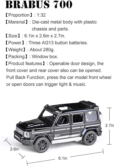 Brabus 700 Suv 1:32 Diecast Metal Toy Car Sound Light (Multicolor, Pack Of1)