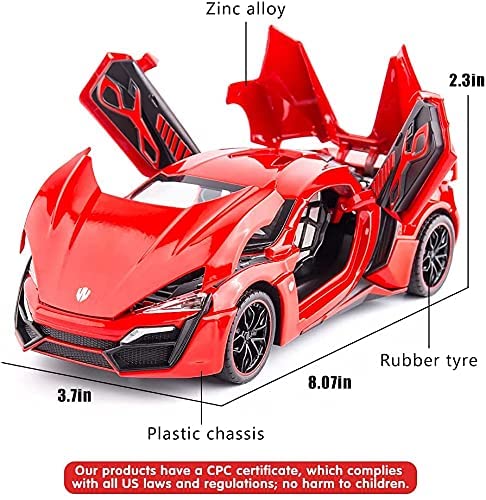 Lykan Hyper Sport Big Size 1:24 Diecast Metal Toy Car Openable Door and Sound Light, Gifts Toys for Kids (Multicolor, Pack Of1) [Size : ‎21.5 Cm*9 Cm*5.5Cm]