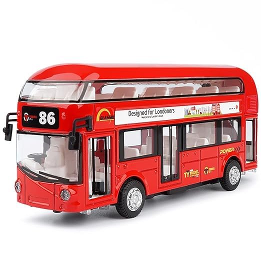 Diecast Metal London Long Bus Double Decker Bus Light & Music Open Door Collection Bus Toys for Boy Kids (Multicolor)