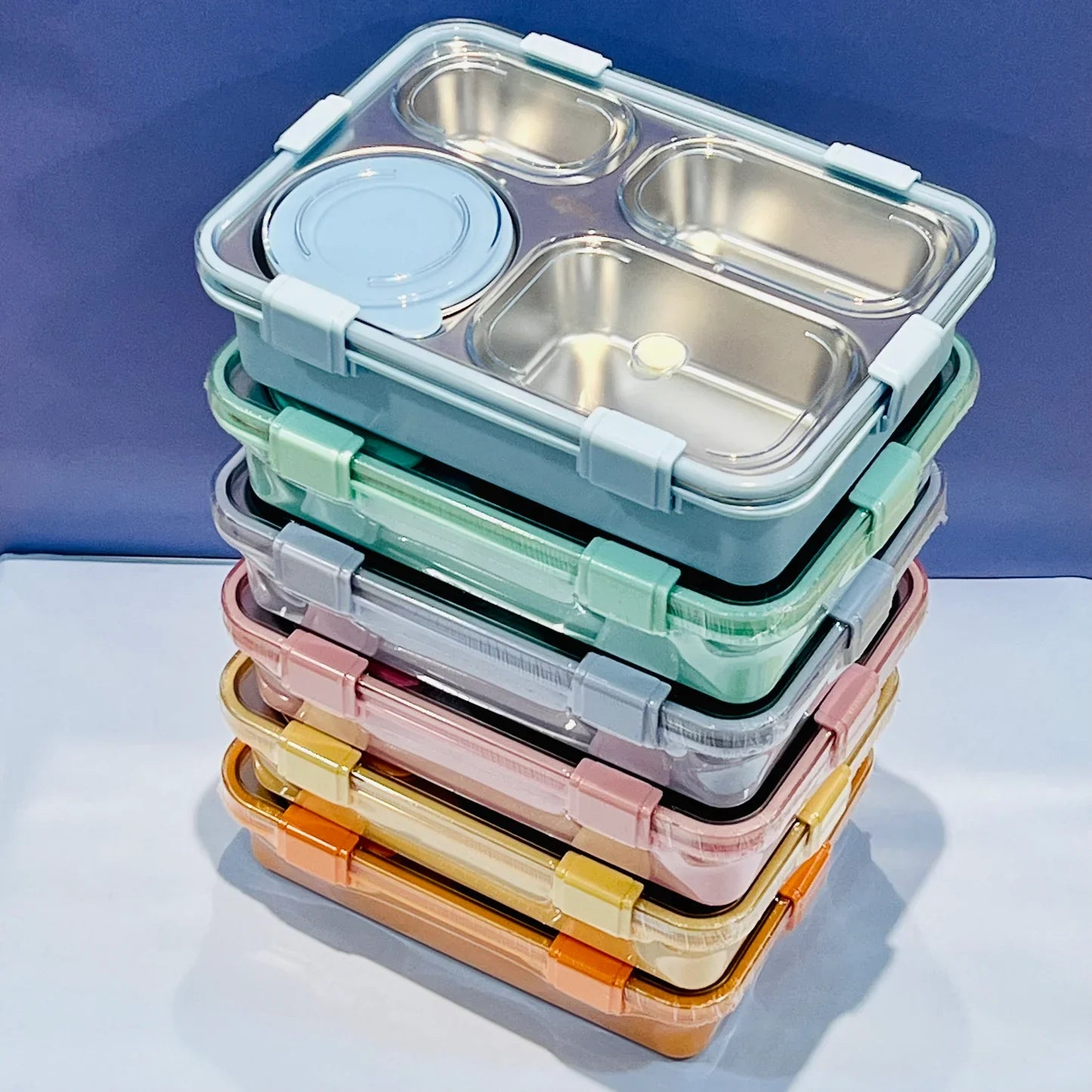 Pastel Lunchbox with 4 Compartments : Best for Adults and Teenagers