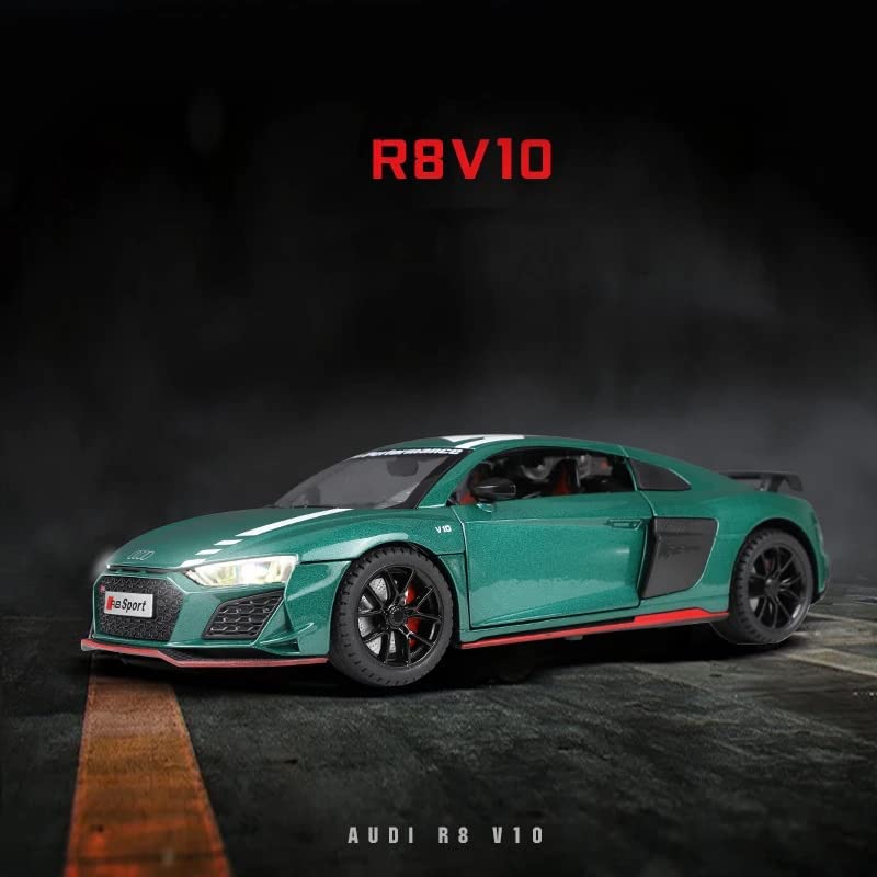 AUDI R8 V10 1:24 DIECAST METAL TOY CAR (MULTICOLOUR :-GREEN, BLACK, ORANGE, RED)