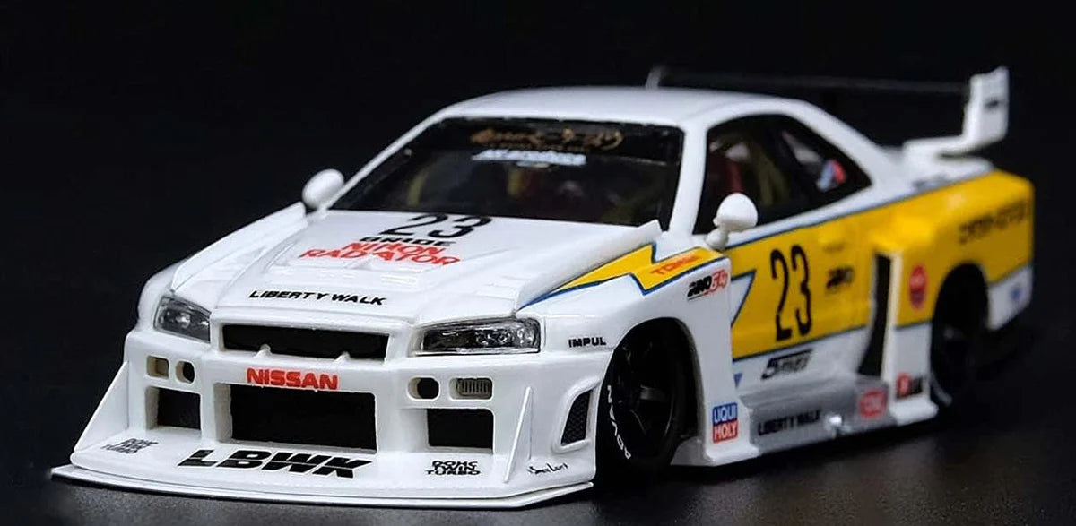 LBWK Nissan E-R34 Super Silhouette Skyline GTR 1:24 Diecast Metal Toy Car