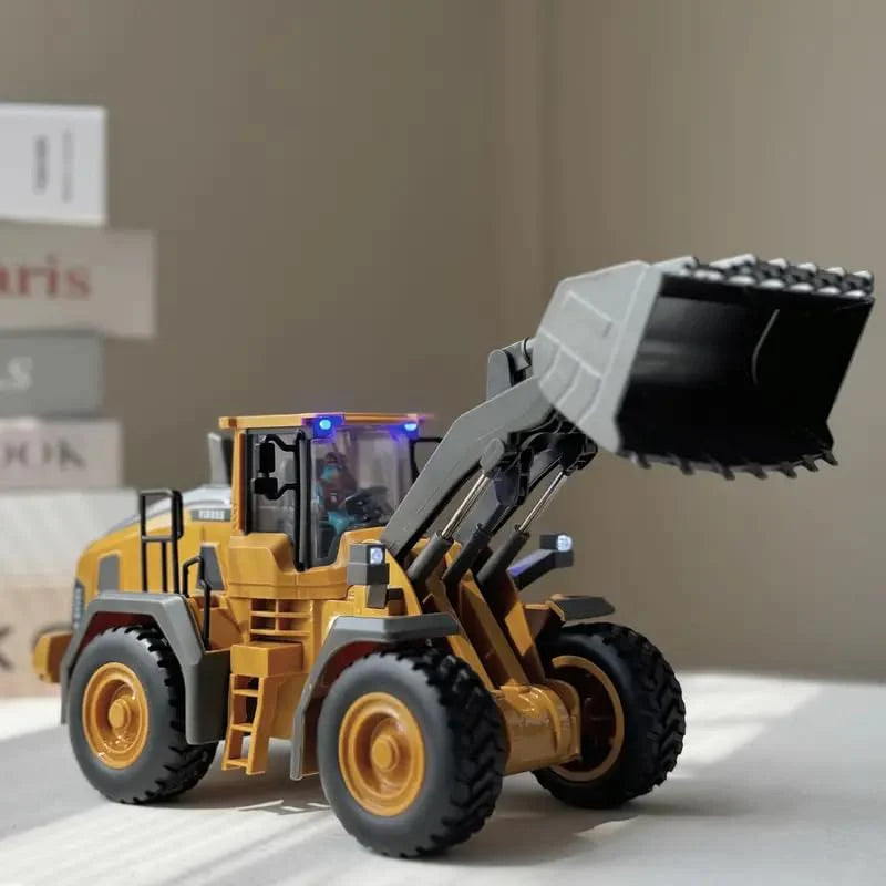 RC BULLDOZER TOY 1/24 SCALES 9 CHANNEL HIGH SIMULATION CONSTRUCTION VEHICLE TOY WITH LED LIGHT & SOUND 2.4G RC CONSTRUCTION TRUCK TOY USB RECHARGEABLE RC TRUCK TOY FOR KIDS 3+-MULTICOLOR