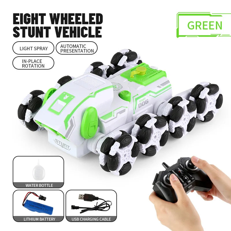 Robot Dog , 8WD Remote-Control-Dog with Spraying Light, 2.4Ghz All Terrain RC Stunt-Dog , 360°Rotating RC Truck Toys for Kids 8 9 10 11 12 Year Boys Girls Christmas Birthday Gift