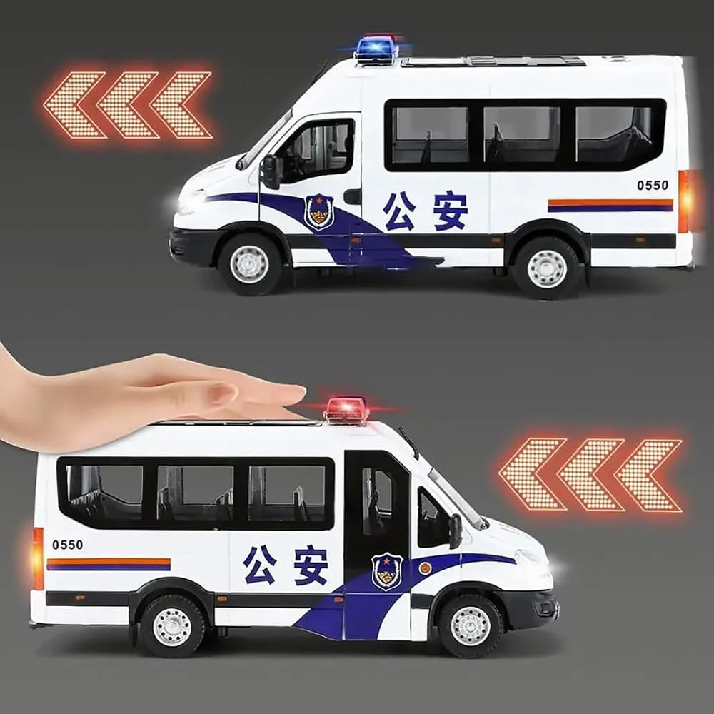 BIG SIZE POLICE VAN 1:24 DIECAST METAL TOY CAR (MULTICOLOUR :- BLACK, WHITE)