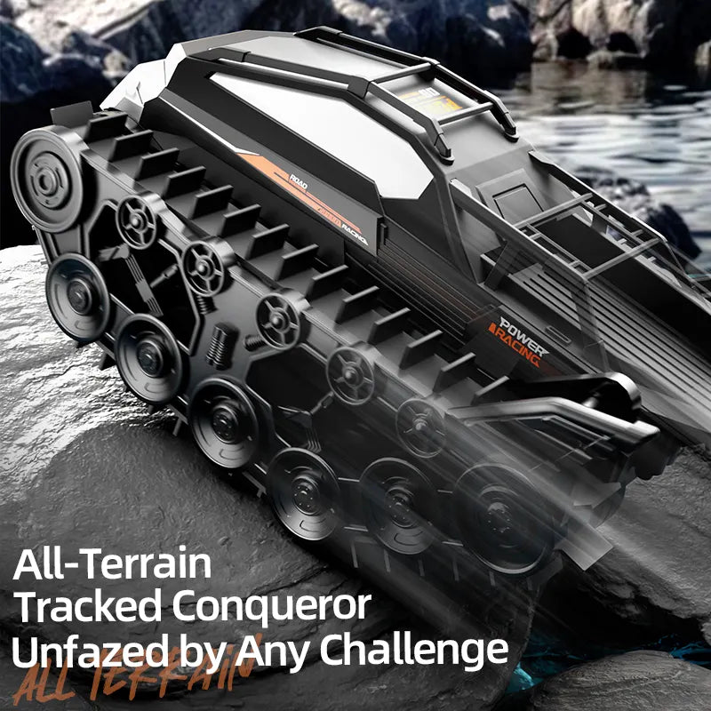 Tracked All-Terrain Marine Armored 2.4G Remote Control Vehicle 40m Off-Road Climbing Dual Water Land Tank Made of Durable Metal