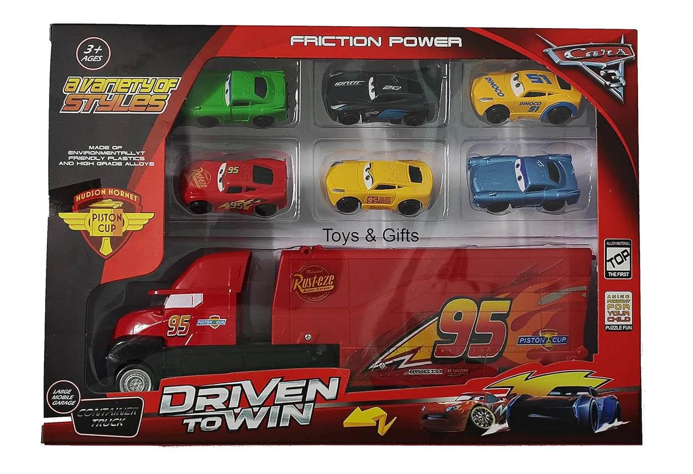 SET OF 7 PIXAR CARS 3 LIGHTNING MCQUEEN JACKSON STORM MACK UNCLE TRUCK 1:55 ALLOY TOY TRUCK CARS BEST TOY GIFT FOR KIDS- PACK OF 7, MULTICOLOR