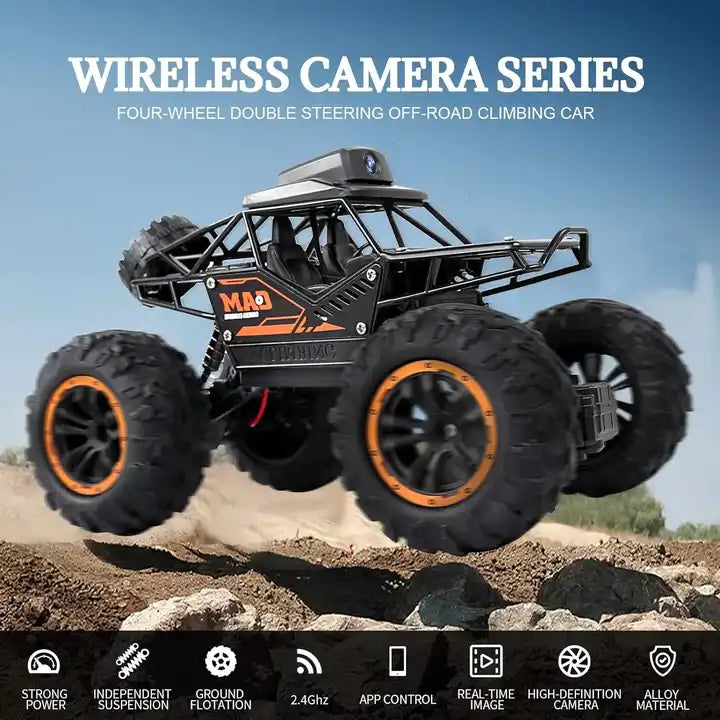 Remote Control Car With 720P Hd Fpv Wifi Camera 2.4Ghz 1:18 Scale High Speed Alloy Off Road Rock Crawler Car Fast Racing Vehicle Electric Hobby Toy Car Climbing Rc Car