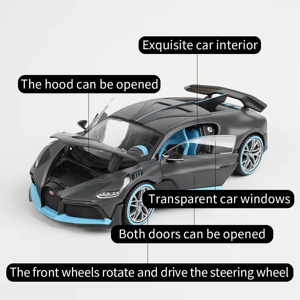 BUGATTI DIVO 1:24 DIECAST METAL TOY CAR (MULTICOLOUR :- GRAY, RED, WHITE)