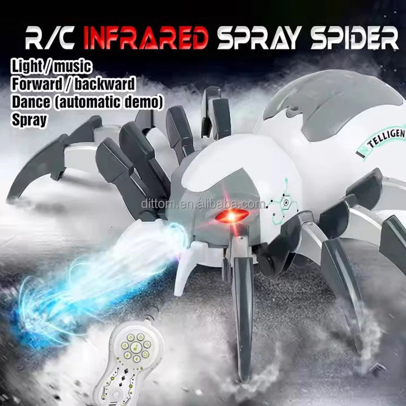 Remote Control Spider Realistic Robot Spider with Spray Light Sound RC Robot Toy