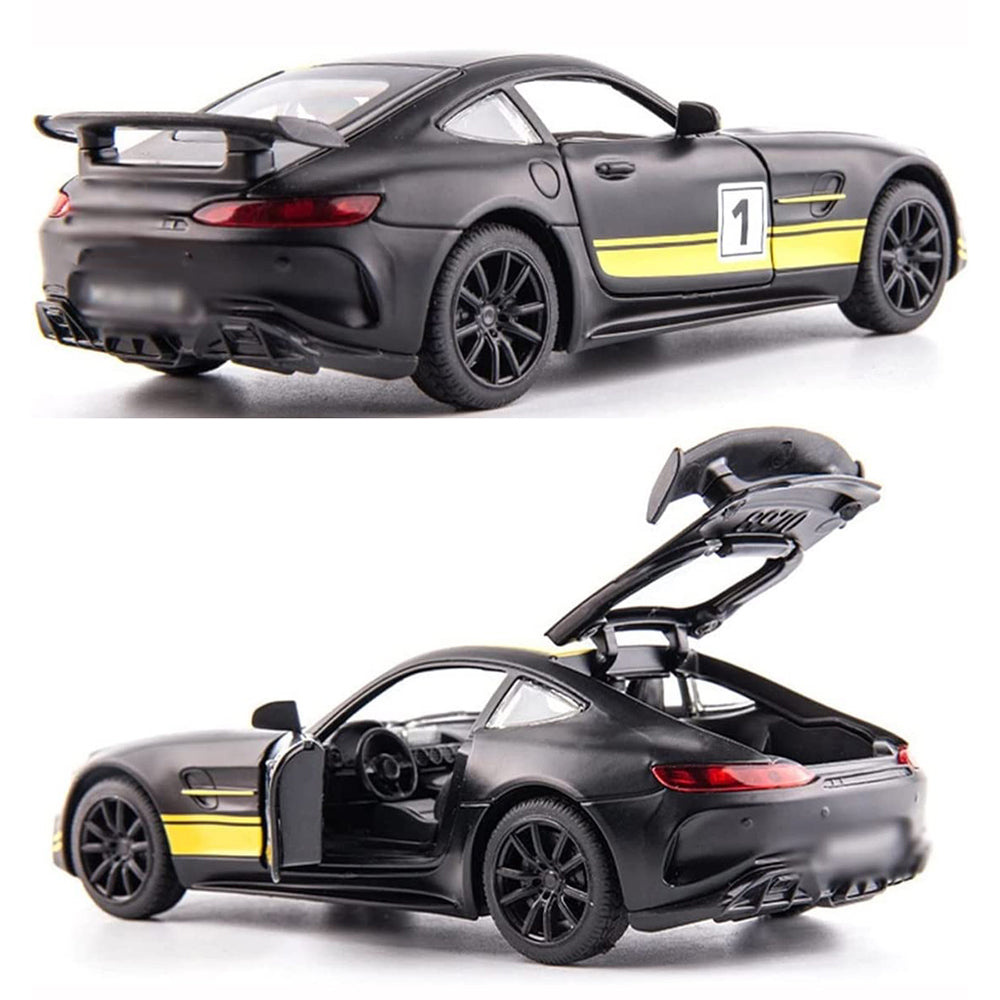 Mercedes Benz AMG GTR 1:32 Diecast Metal Toy Car (Multicolour :- black-yellow, black-red, green) [Size : 15Cm*6.4Cm*5Cm]