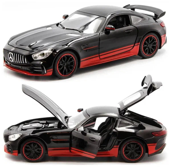 Mercedes Benz AMG GTR 1:32 Diecast Metal Toy Car (Multicolour :- black-yellow, black-red, green) [Size : 15Cm*6.4Cm*5Cm]