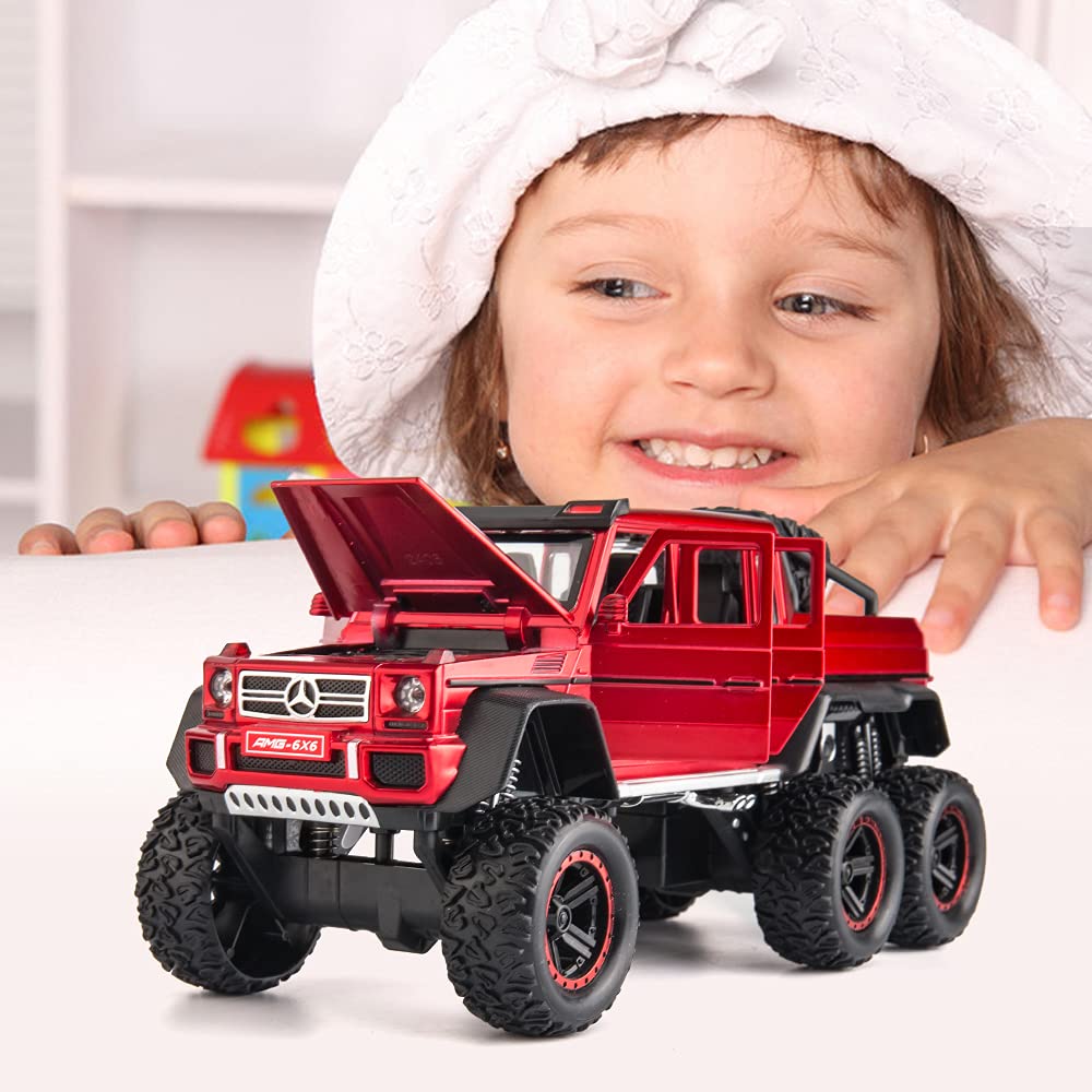 Mercedes Benz G63 6x6 1:22 Diecast Metal Toy Car (Muticolour :- Red, Black, White) [Size : 21Cm*9Cm*10Cm]