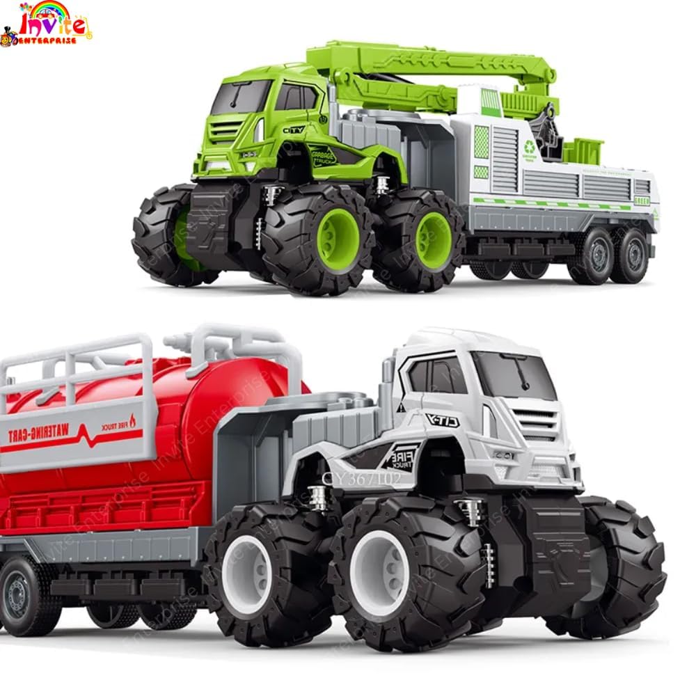 1:43 4WD Metal Toys Alloy Diecast Truck Set , Diecast Miniature Car Model (Pack of 3) (City Service Truck)