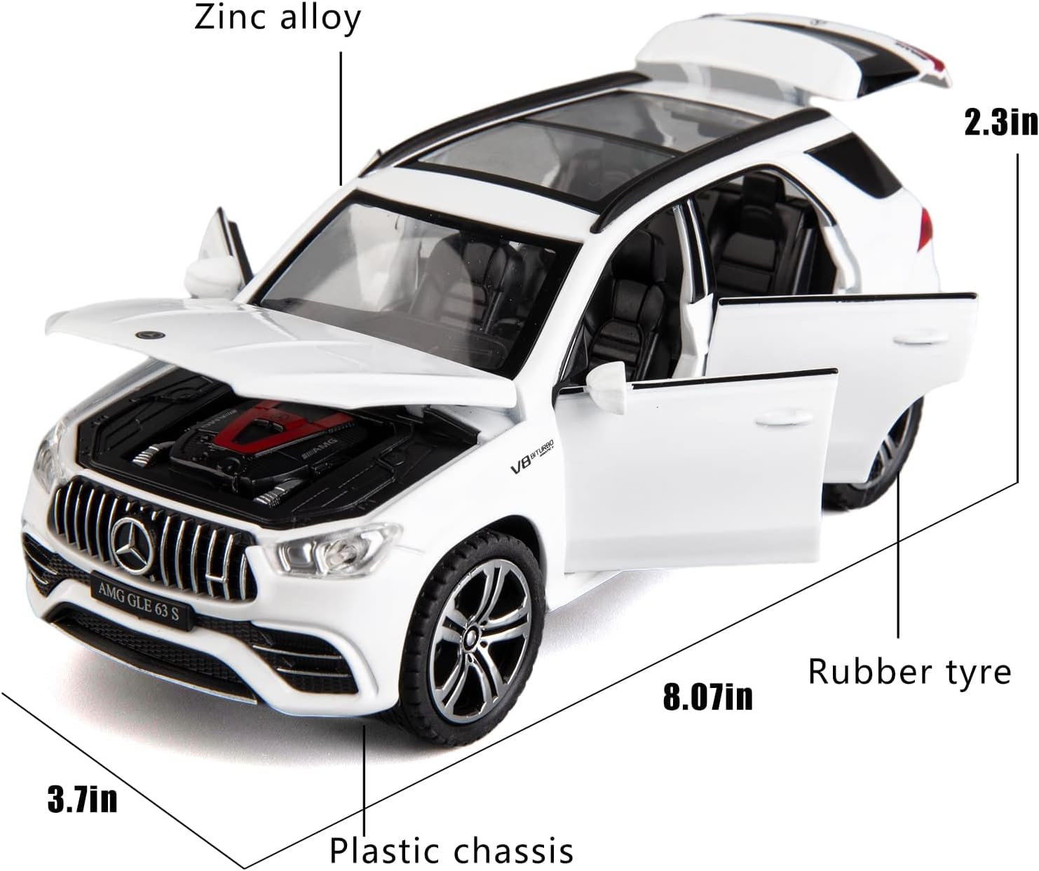 Mercedes Benz AMG GLE G63S 1:32 Diecast Pull Back Toy Car Model with Sound Light Boys Gifts Toys for Kids 【 MULTICOLOR 】