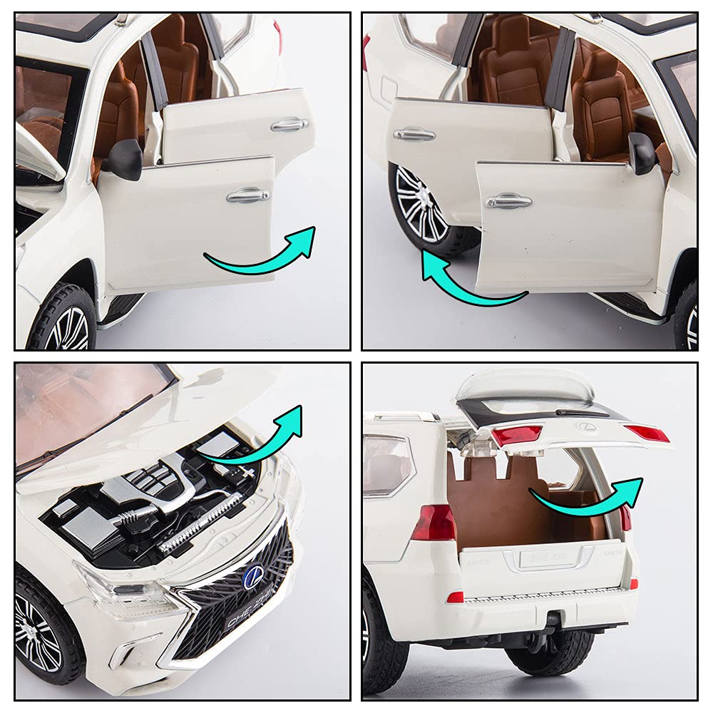 Lexus LX570 1:24 Diecast Metal Toy Car with Openable Door and Sound Light, Gifts Toys for Kids【 Multicolor 】