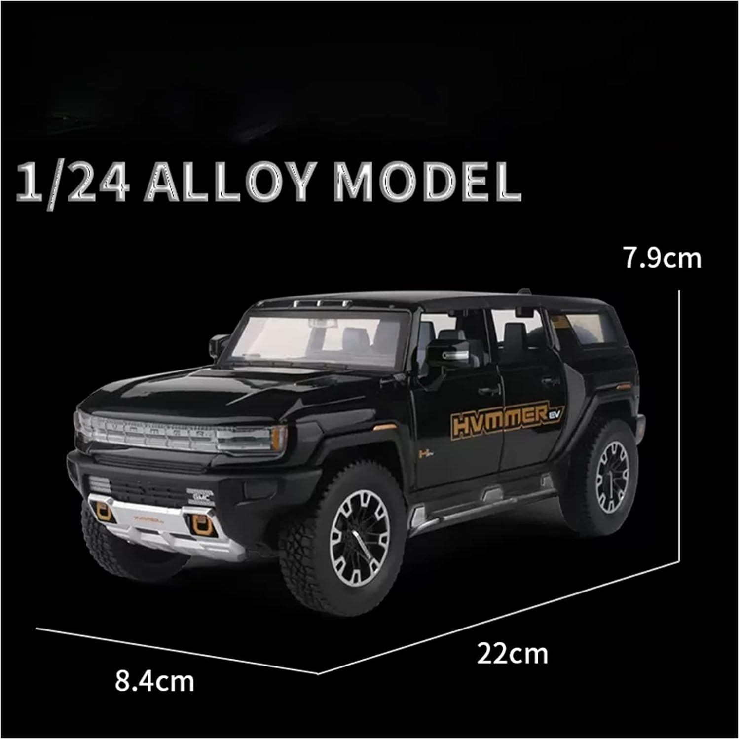 HUMMER EV 1:24 DIECAST METAL TOY CAR WITH OPENABLE DOORS & LIGHT, MUSIC BOYS CAR FOR KIDS BEST TOYS GIFTS TOYS FOR KIDS [SIZE:-22CM*8.4CM*7.9CM]【 MULTICOLOR 】